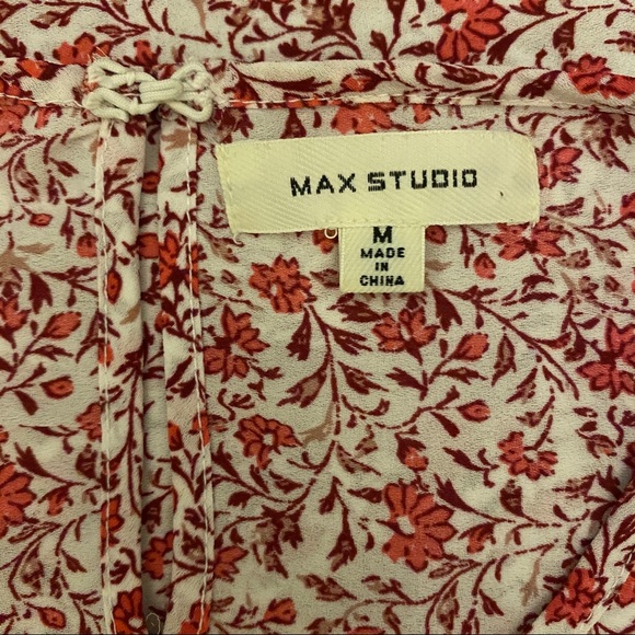 MAX STUDIO Floral/Handkerchief Print Tie Blouse - Picture 14 of 14